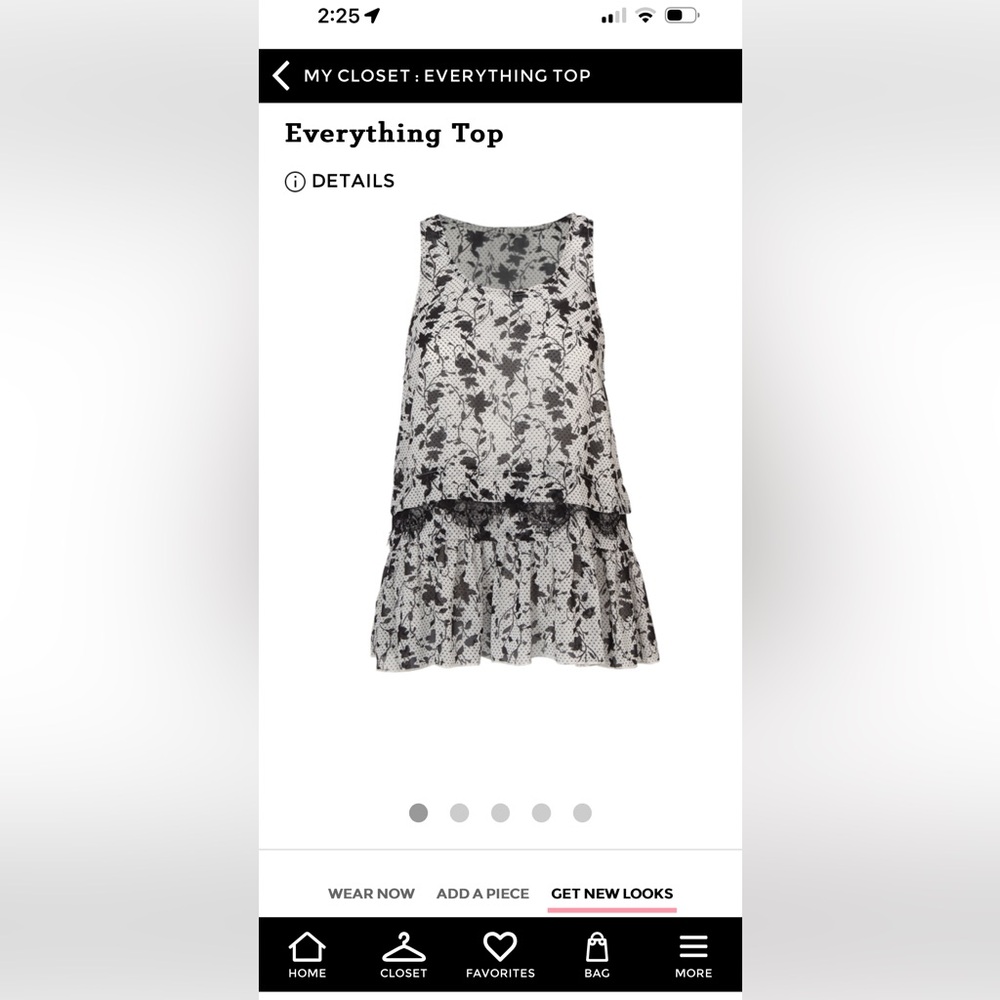 Cabi Everything top. Black and white, sleeveless high low top. Super cute.